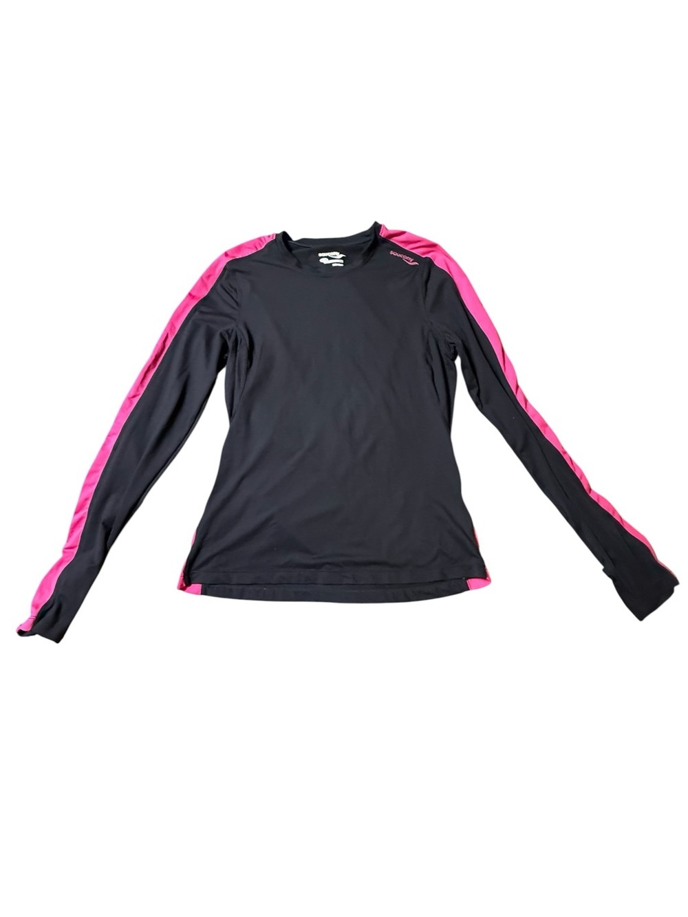 Saucony Women's Long Sleeve Running Shirt Black Pink Colorblock Activewear Small